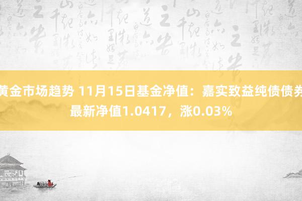 黄金市场趋势 11月15日基金净值：嘉实致益纯债债券最新净值1.0417，涨0.03%