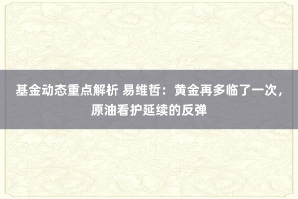 基金动态重点解析 易维哲：黄金再多临了一次，原油看护延续的反弹