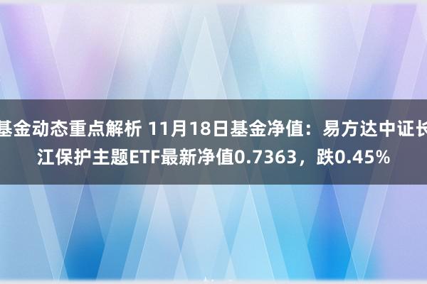 基金动态重点解析 11月18日基金净值：易方达中证长江保护主题ETF最新净值0.7363，跌0.45%