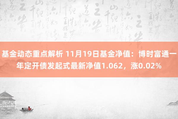 基金动态重点解析 11月19日基金净值：博时富通一年定开债发起式最新净值1.062，涨0.02%