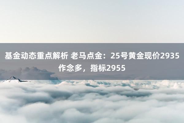 基金动态重点解析 老马点金：25号黄金现价2935作念多，指标2955