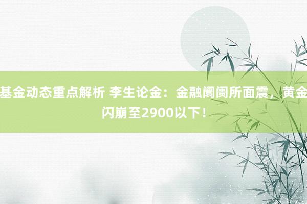 基金动态重点解析 李生论金：金融阛阓所面震，黄金闪崩至2900以下！