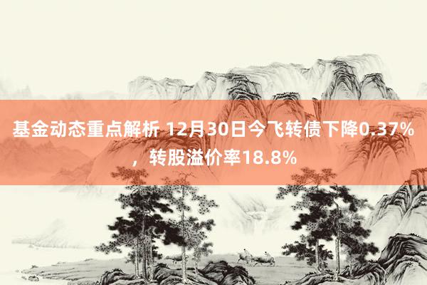 基金动态重点解析 12月30日今飞转债下降0.37%，转股溢价率18.8%