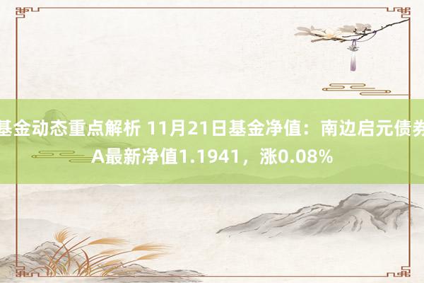 基金动态重点解析 11月21日基金净值：南边启元债券A最新净值1.1941，涨0.08%