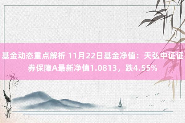 基金动态重点解析 11月22日基金净值：天弘中证证券保障A最新净值1.0813，跌4.55%