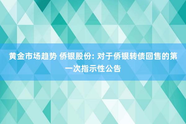 黄金市场趋势 侨银股份: 对于侨银转债回售的第一次指示性公告