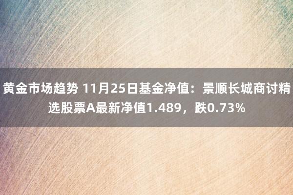 黄金市场趋势 11月25日基金净值：景顺长城商讨精选股票A最新净值1.489，跌0.73%