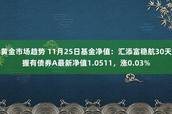 黄金市场趋势 11月25日基金净值：汇添富稳航30天握有债券A最新净值1.0511，涨0.03%