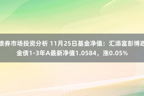 债券市场投资分析 11月25日基金净值：汇添富彭博政金债1-3年A最新净值1.0584，涨0.05%