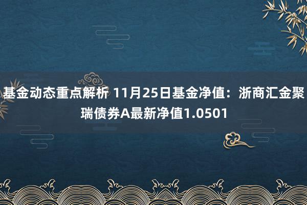 基金动态重点解析 11月25日基金净值：浙商汇金聚瑞债券A最新净值1.0501